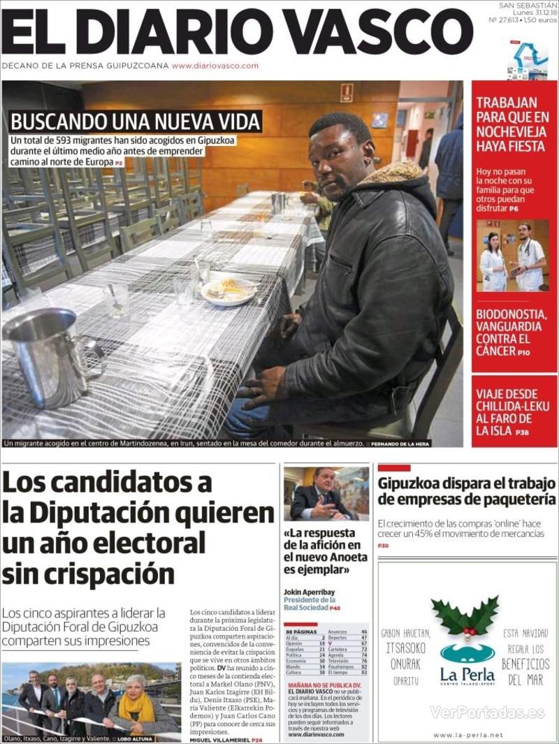Portada El Diario Vasco 2019-01-02