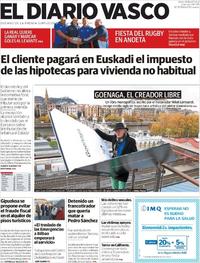 Portada El Diario Vasco 2018-11-09