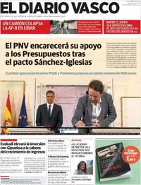 Portada El Diario Vasco 2018-10-12