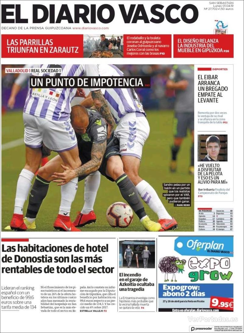 Portada El Diario Vasco 2019-04-02