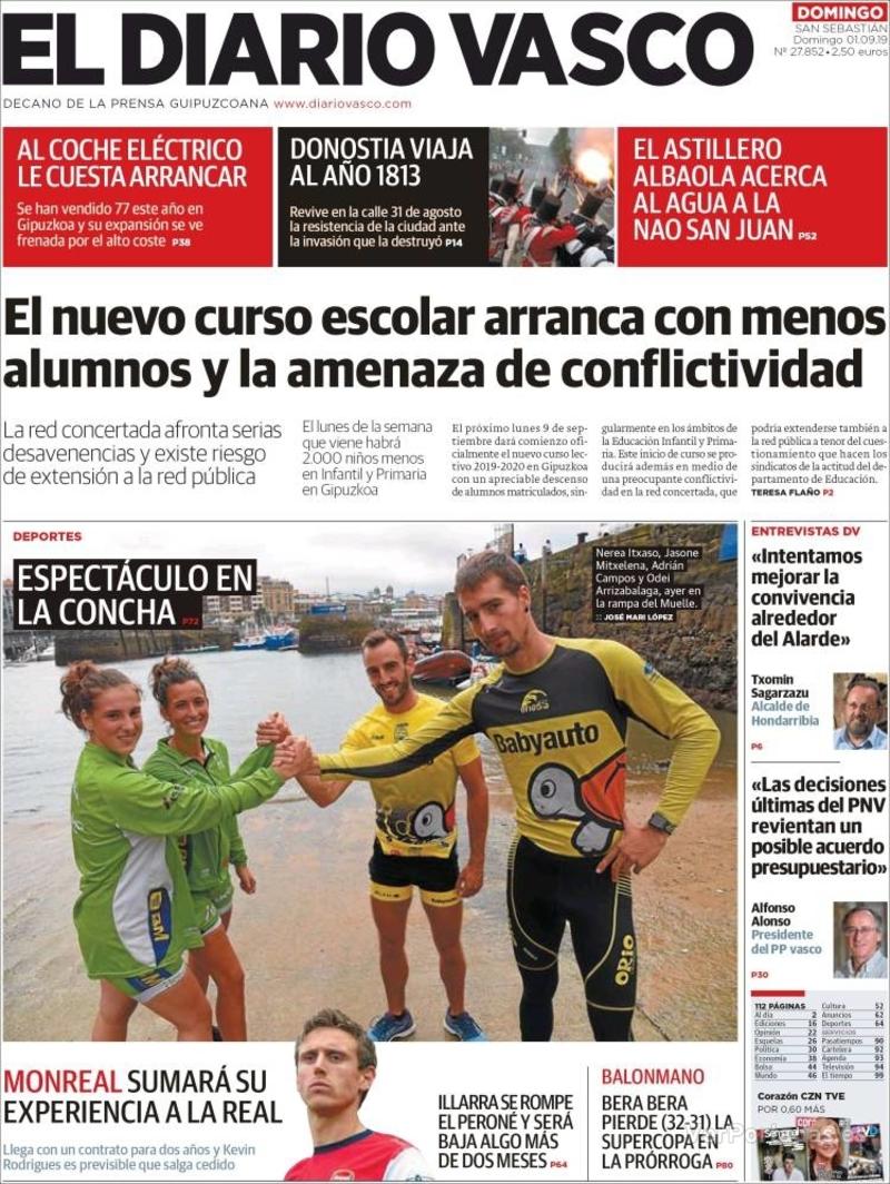 Portada El Diario Vasco 2019-09-02