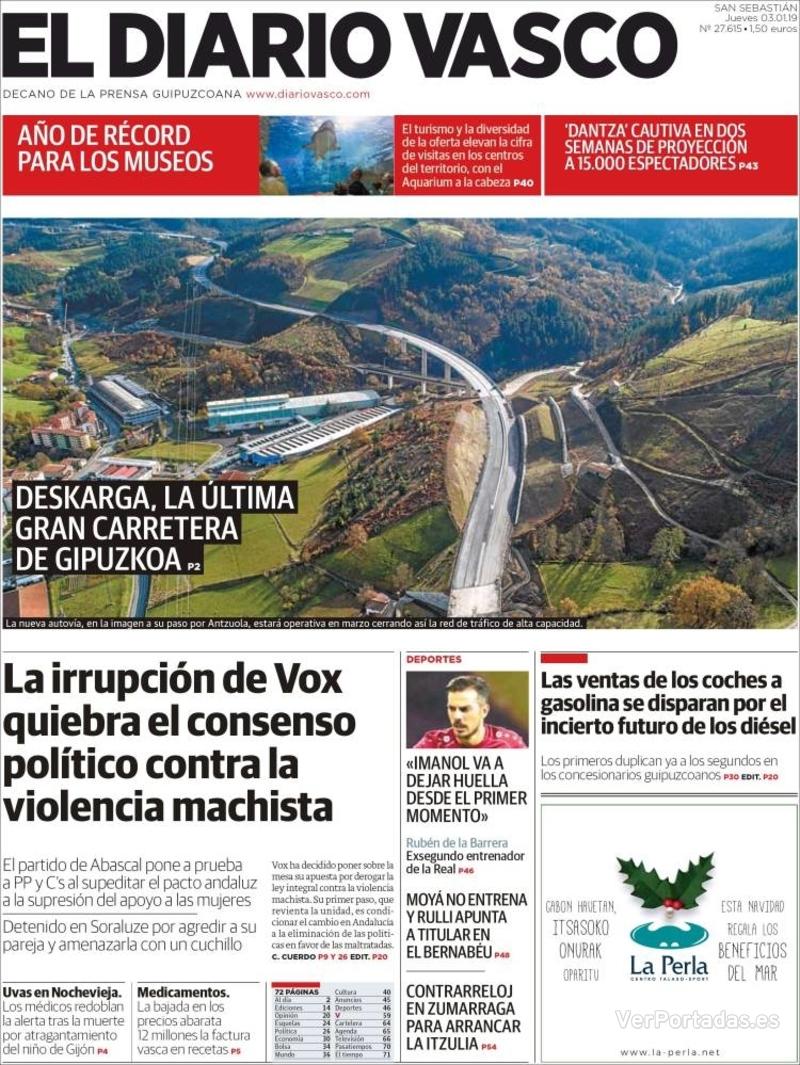 Portada El Diario Vasco 2019-01-04