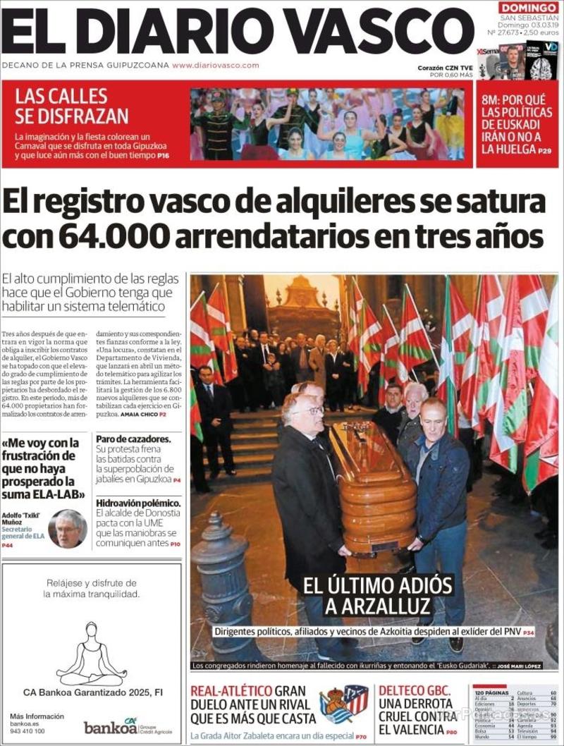 Portada El Diario Vasco 2019-03-04