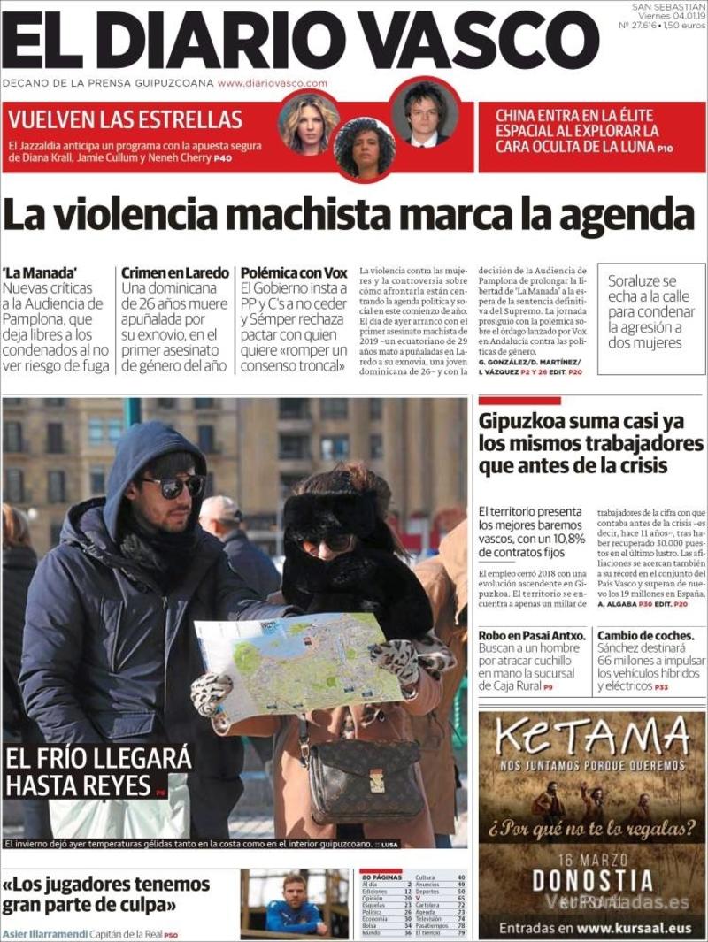 Portada El Diario Vasco 2019-01-05