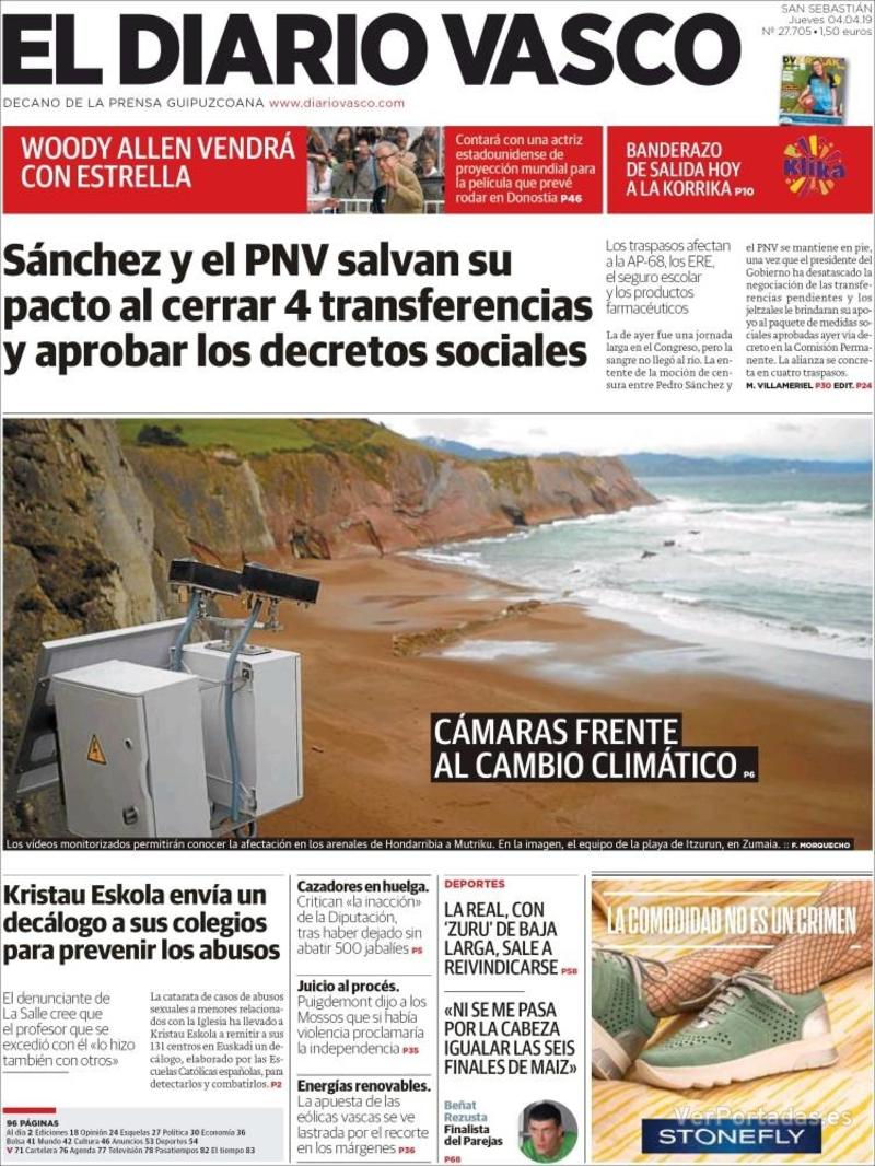 Portada El Diario Vasco 2019-04-05