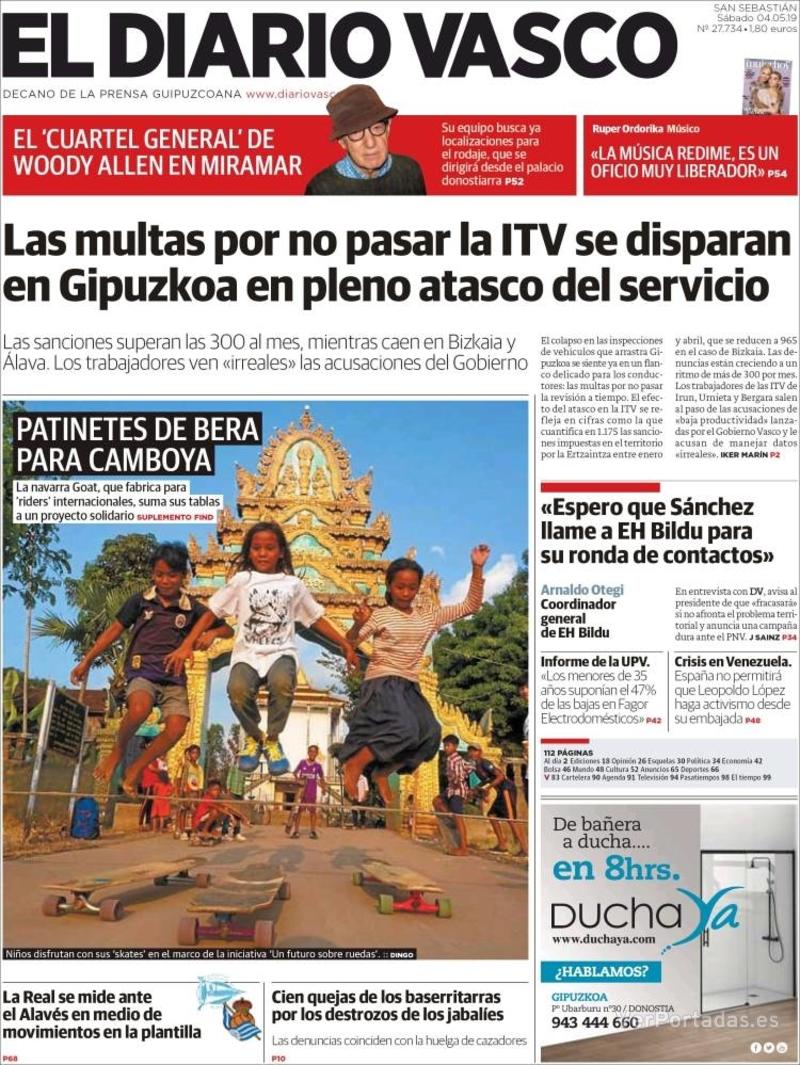 Portada El Diario Vasco 2019-05-05