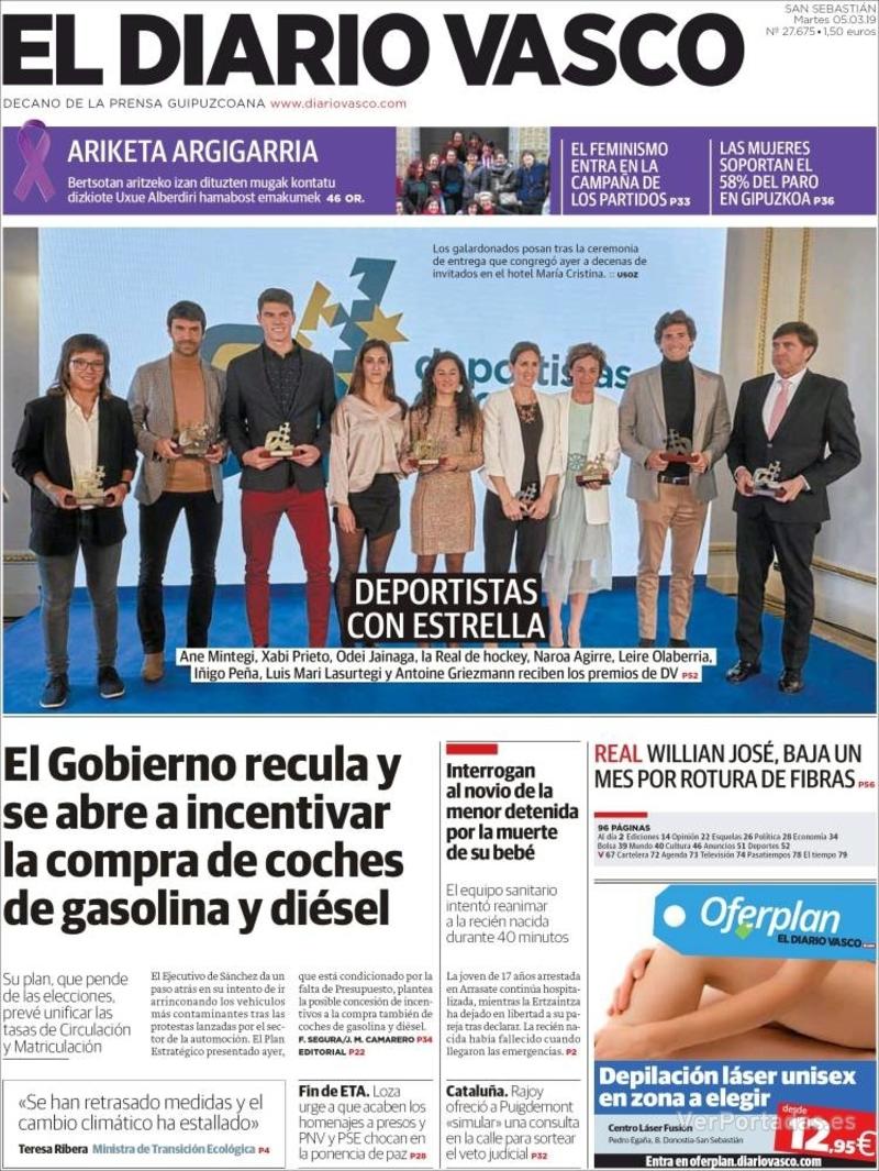 Portada El Diario Vasco 2019-03-06