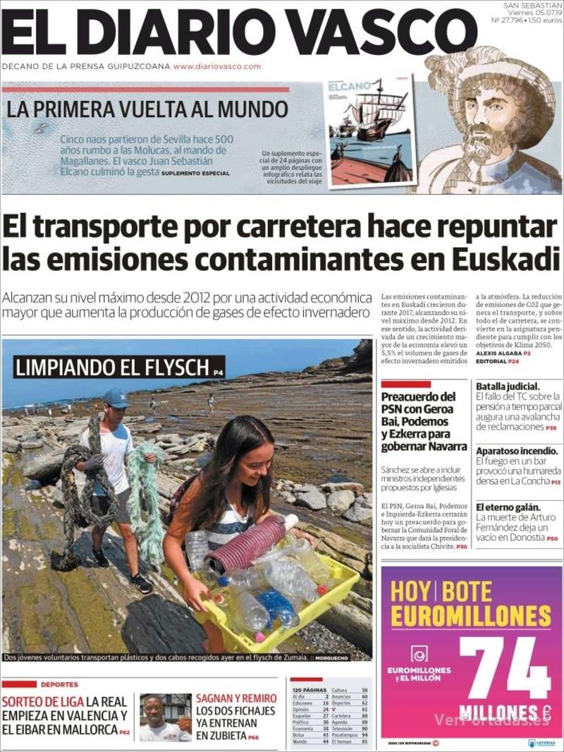 Portada El Diario Vasco 2019-07-06