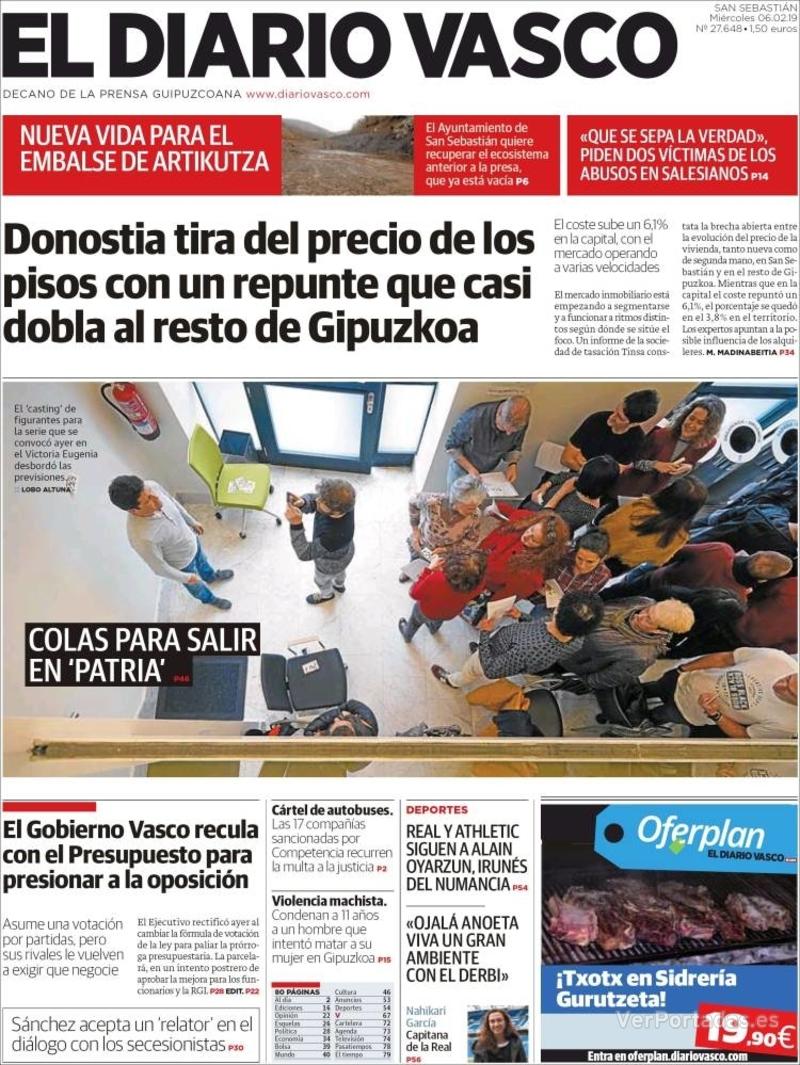 Portada El Diario Vasco 2019-02-07