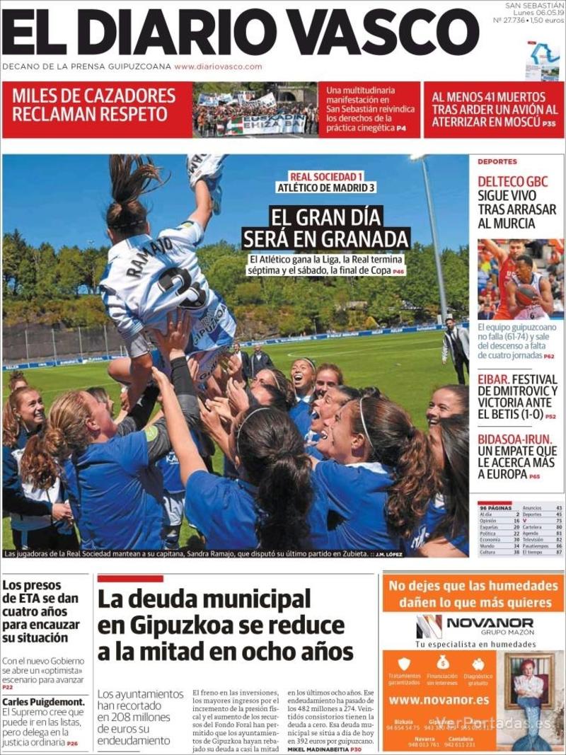 Portada El Diario Vasco 2019-05-07