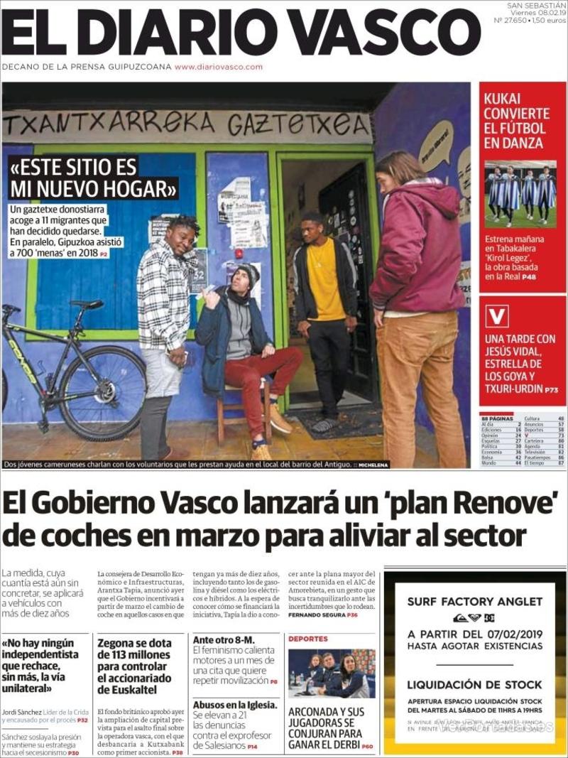 Portada El Diario Vasco 2019-02-09