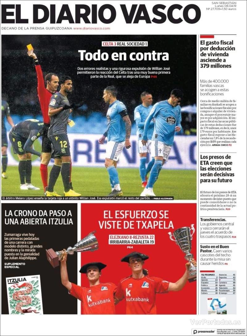 Portada El Diario Vasco 2019-04-09