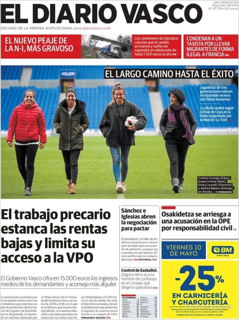 Portada El Diario Vasco 2019-05-09