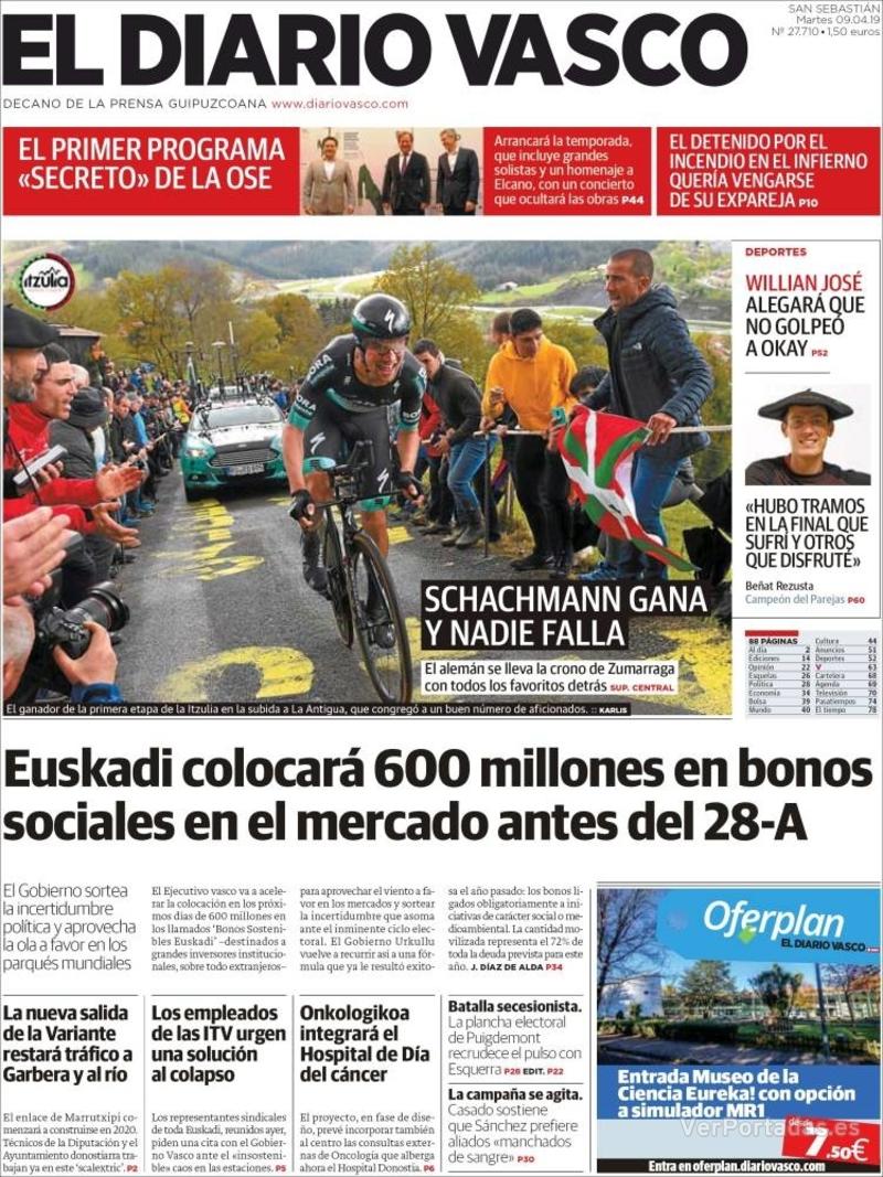 Portada El Diario Vasco 2019-04-10