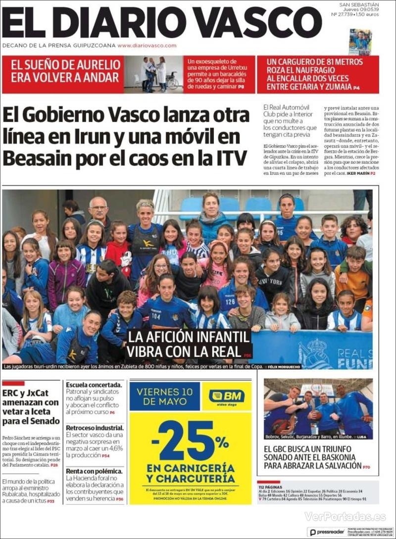 Portada El Diario Vasco 2019-05-10