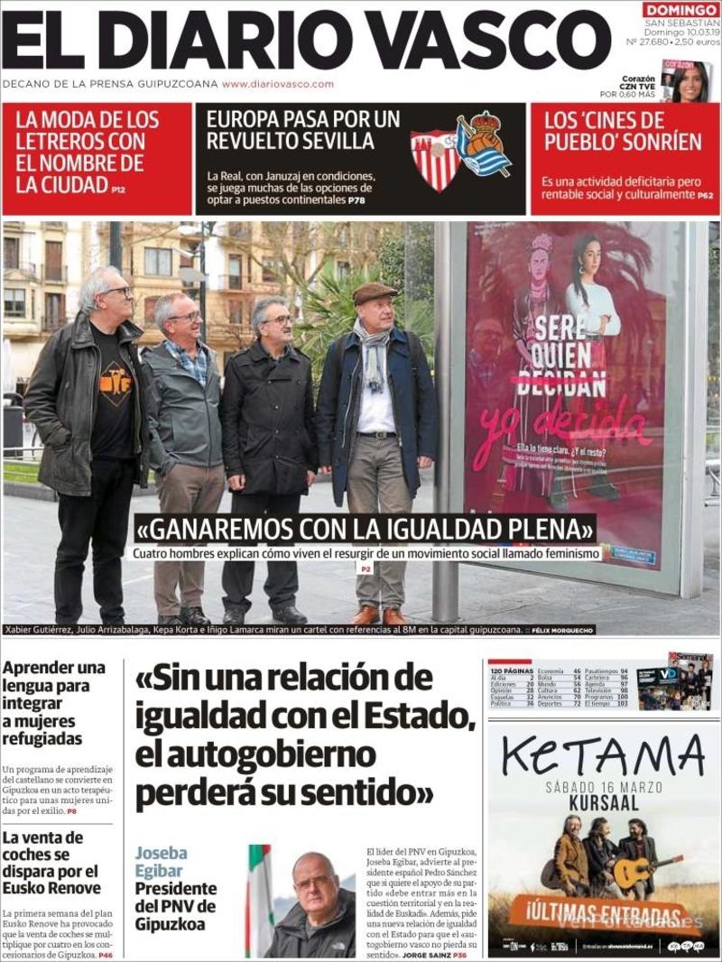 Portada El Diario Vasco 2019-03-11