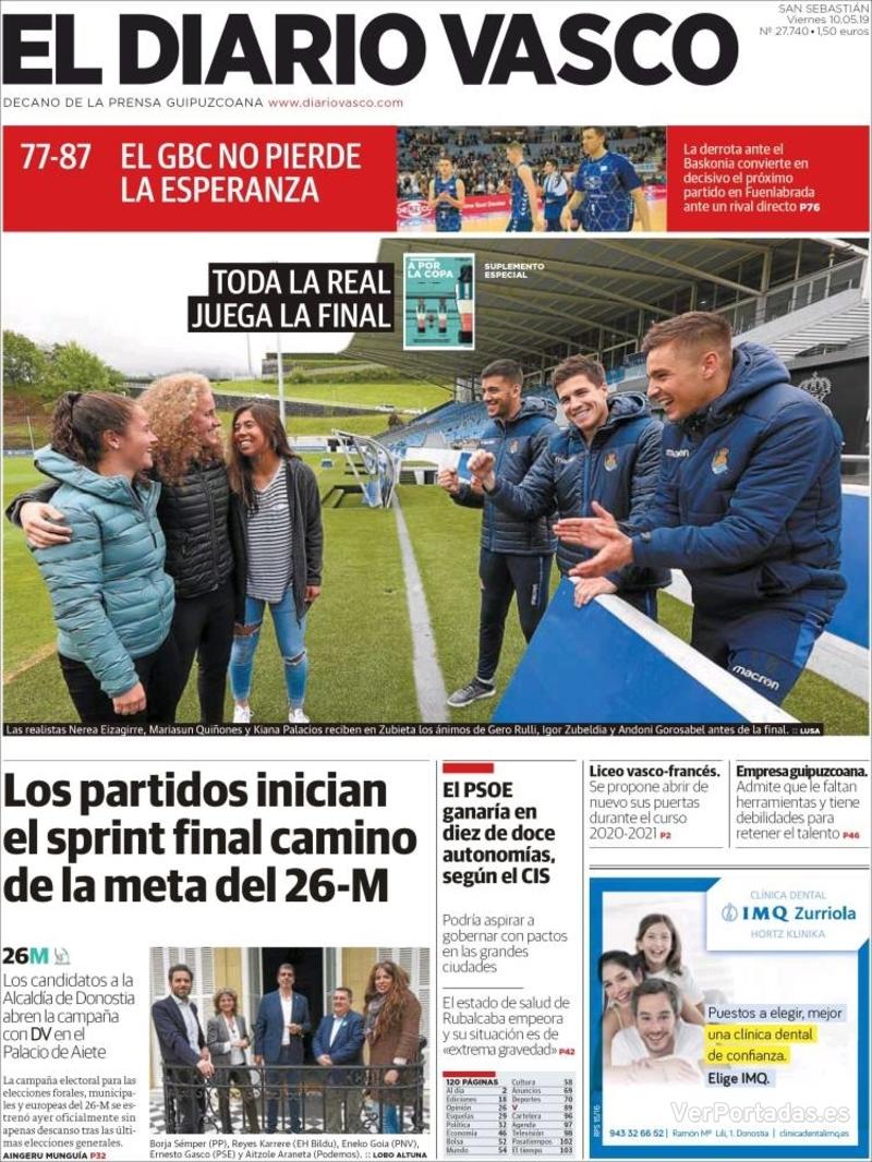 Portada El Diario Vasco 2019-05-11