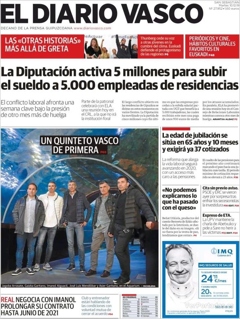 Portada El Diario Vasco 2019-12-11