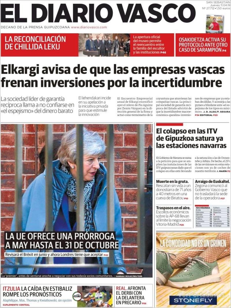 Portada El Diario Vasco 2019-04-12
