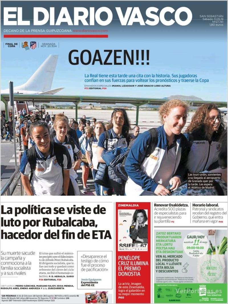Portada El Diario Vasco 2019-05-12