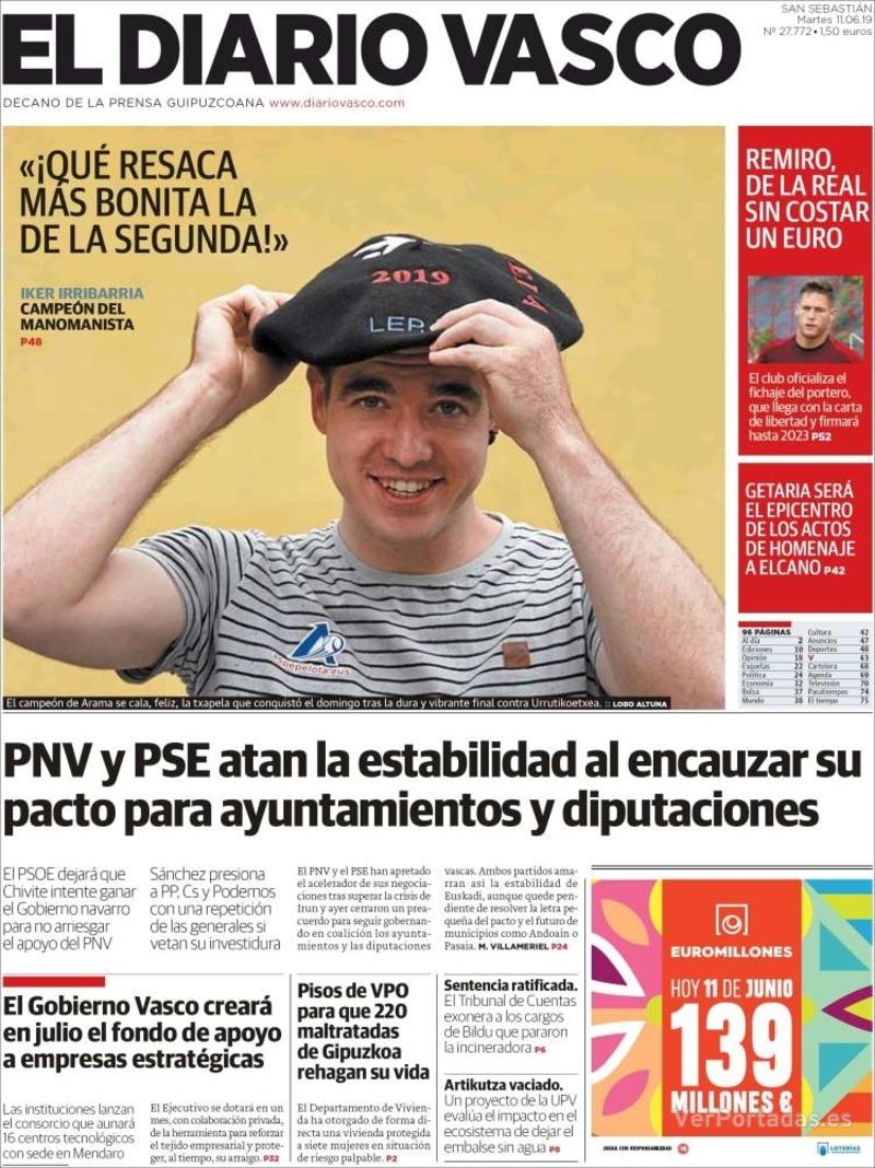 Portada El Diario Vasco 2019-06-12