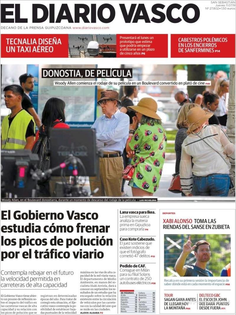 Portada El Diario Vasco 2019-07-12
