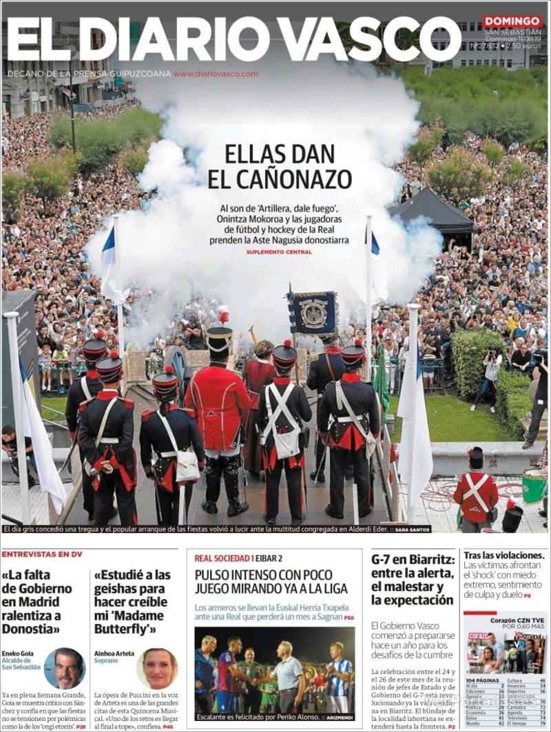 Portada El Diario Vasco 2019-08-12