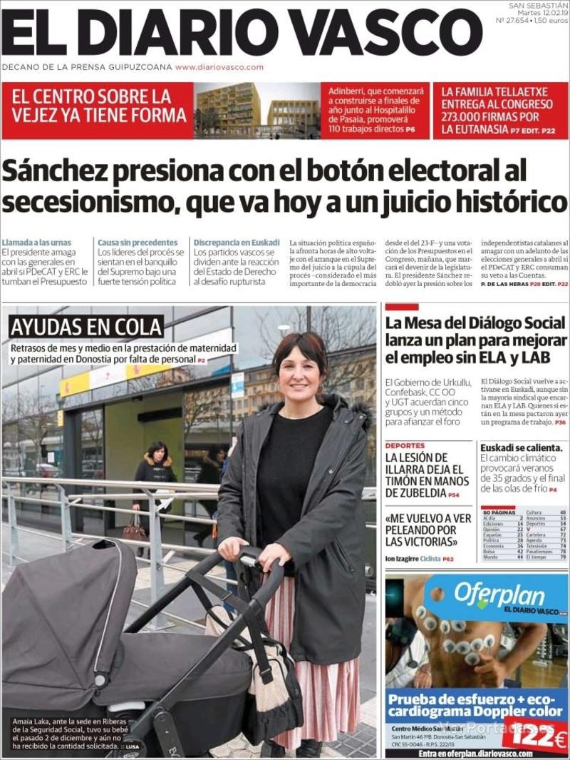 Portada El Diario Vasco 2019-02-13
