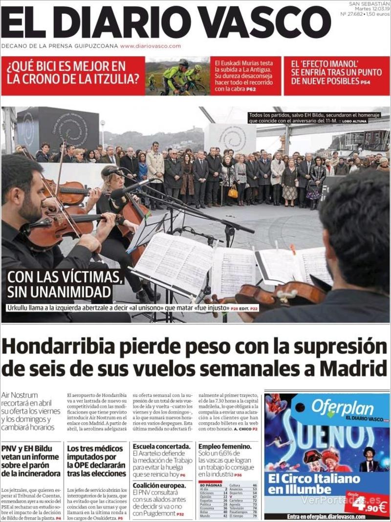 Portada El Diario Vasco 2019-03-13
