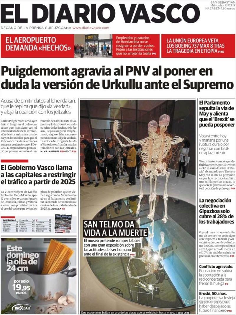 Portada El Diario Vasco 2019-03-14