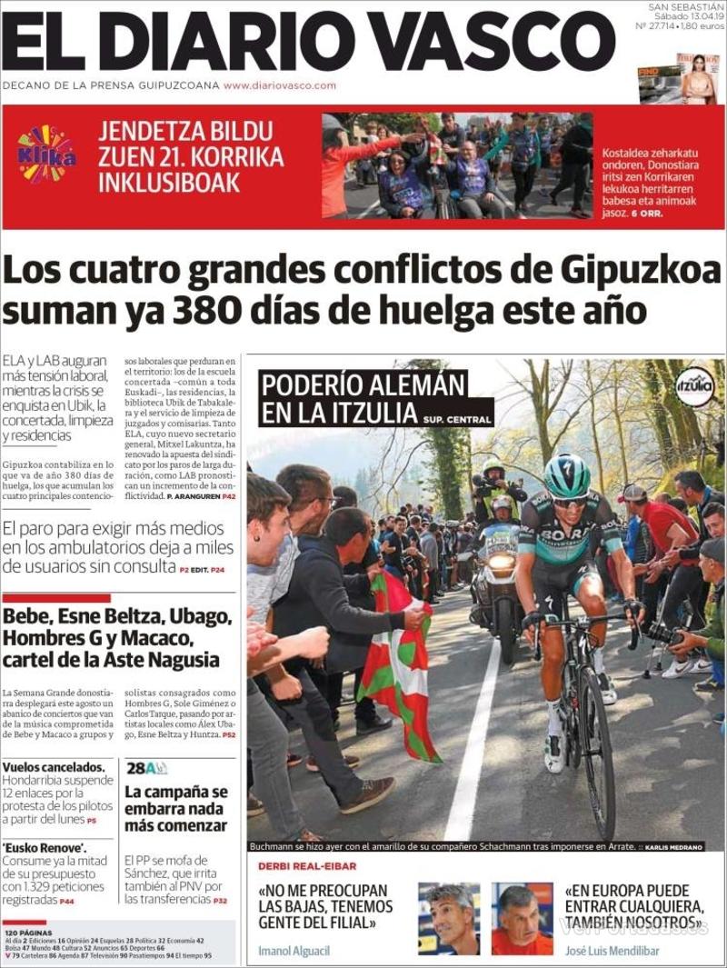 Portada El Diario Vasco 2019-04-14