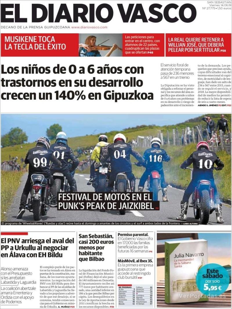 Portada El Diario Vasco 2019-06-15