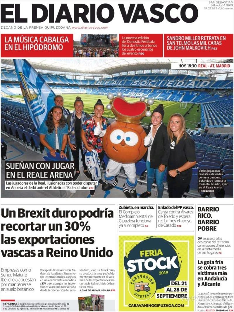 Portada El Diario Vasco 2019-09-15