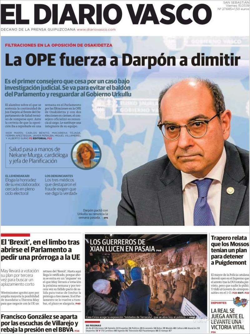 Portada El Diario Vasco 2019-03-16
