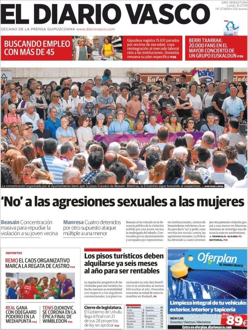 Portada El Diario Vasco 2019-07-16