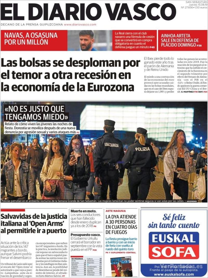 Portada El Diario Vasco 2019-08-16