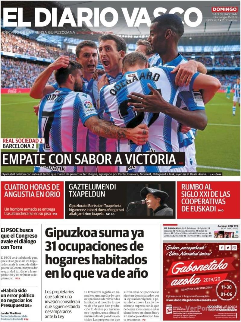 Portada El Diario Vasco 2019-12-16