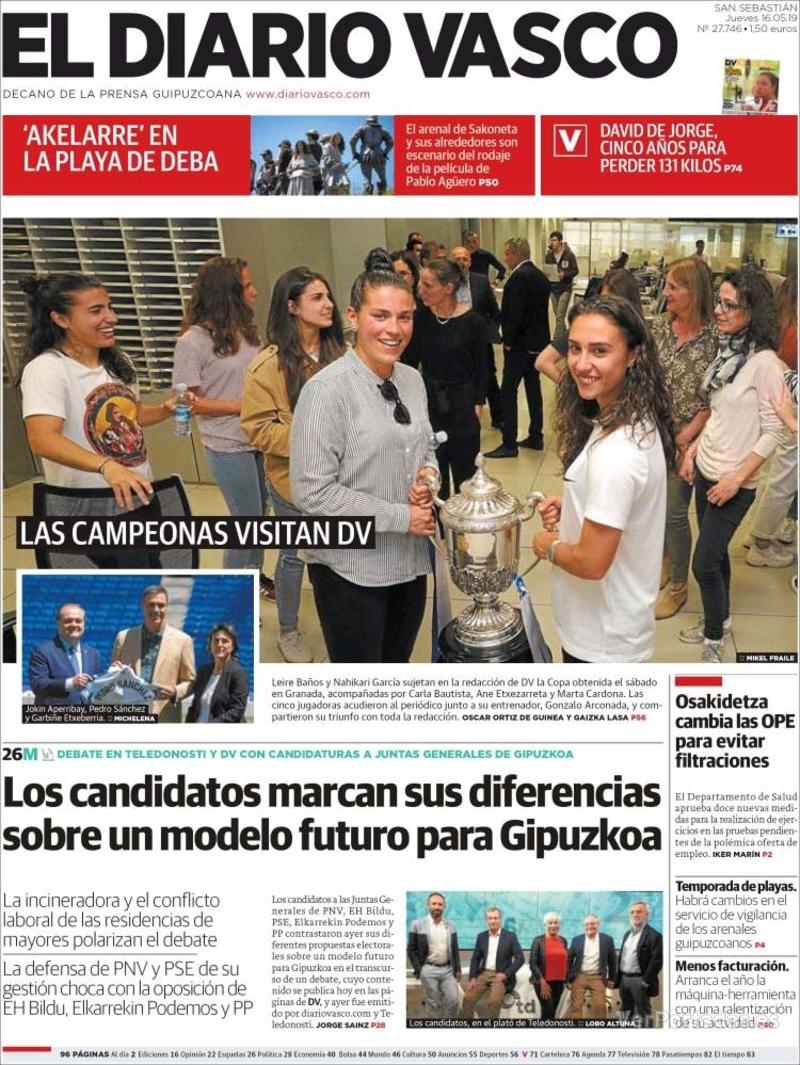 Portada El Diario Vasco 2019-05-17