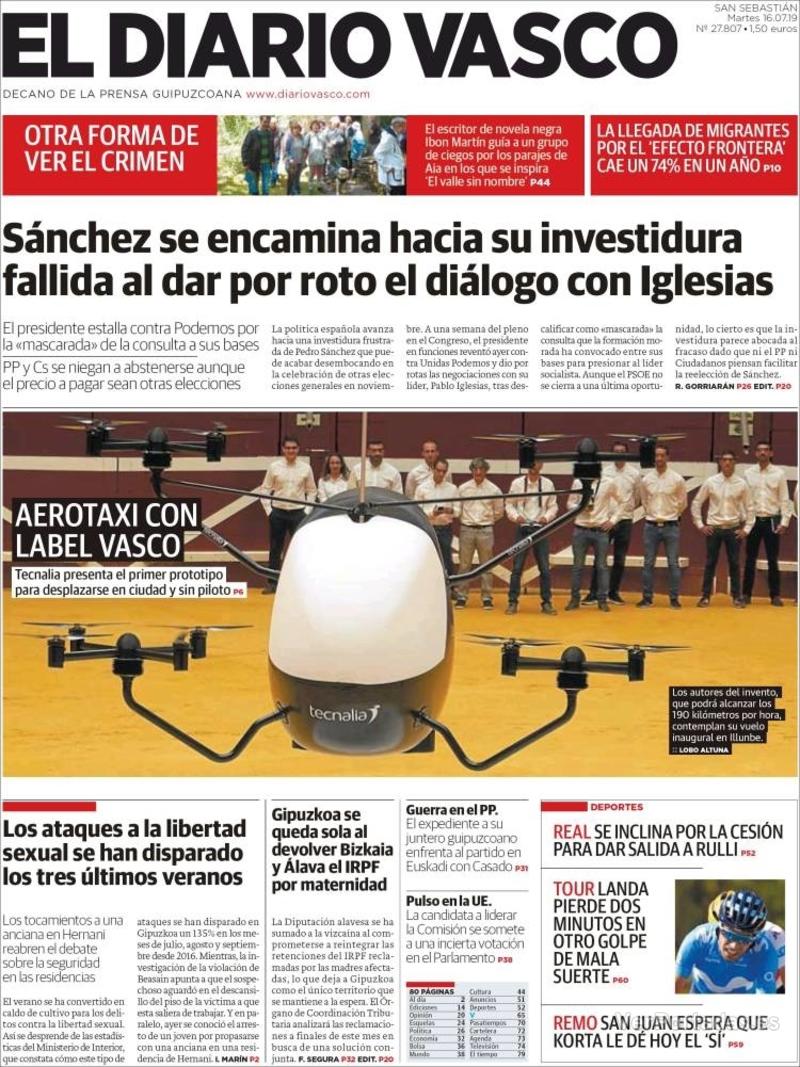 Portada El Diario Vasco 2019-07-17