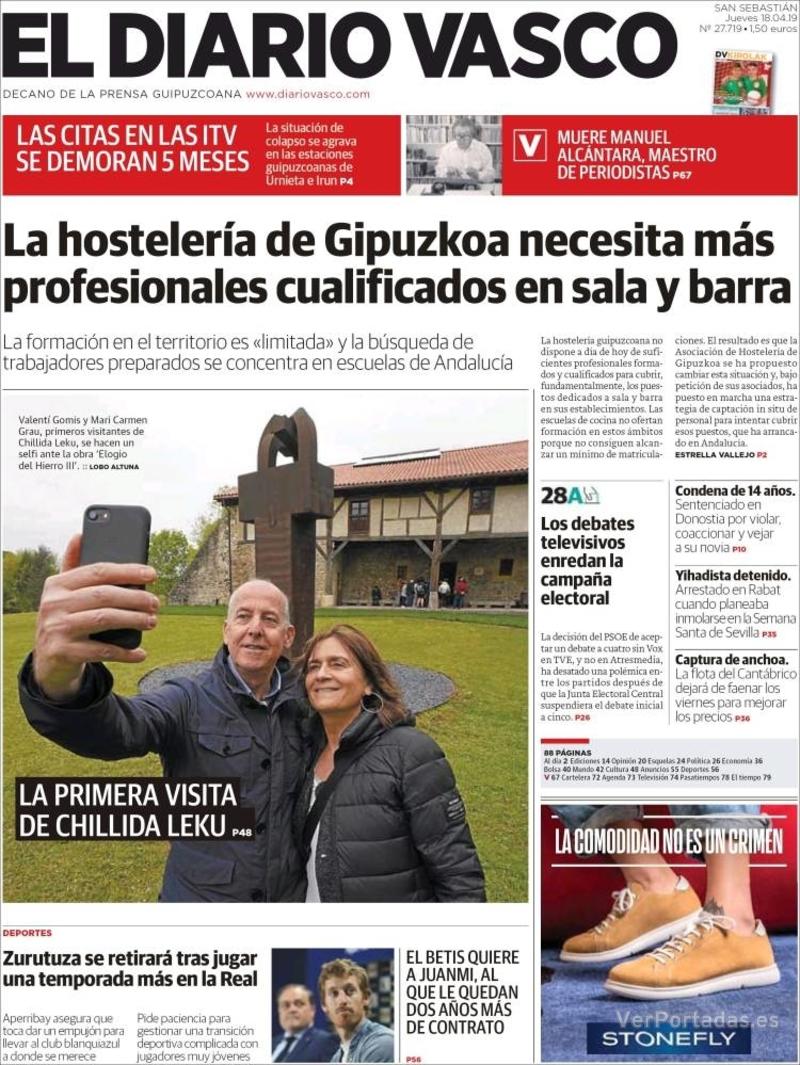 Portada El Diario Vasco 2019-04-19