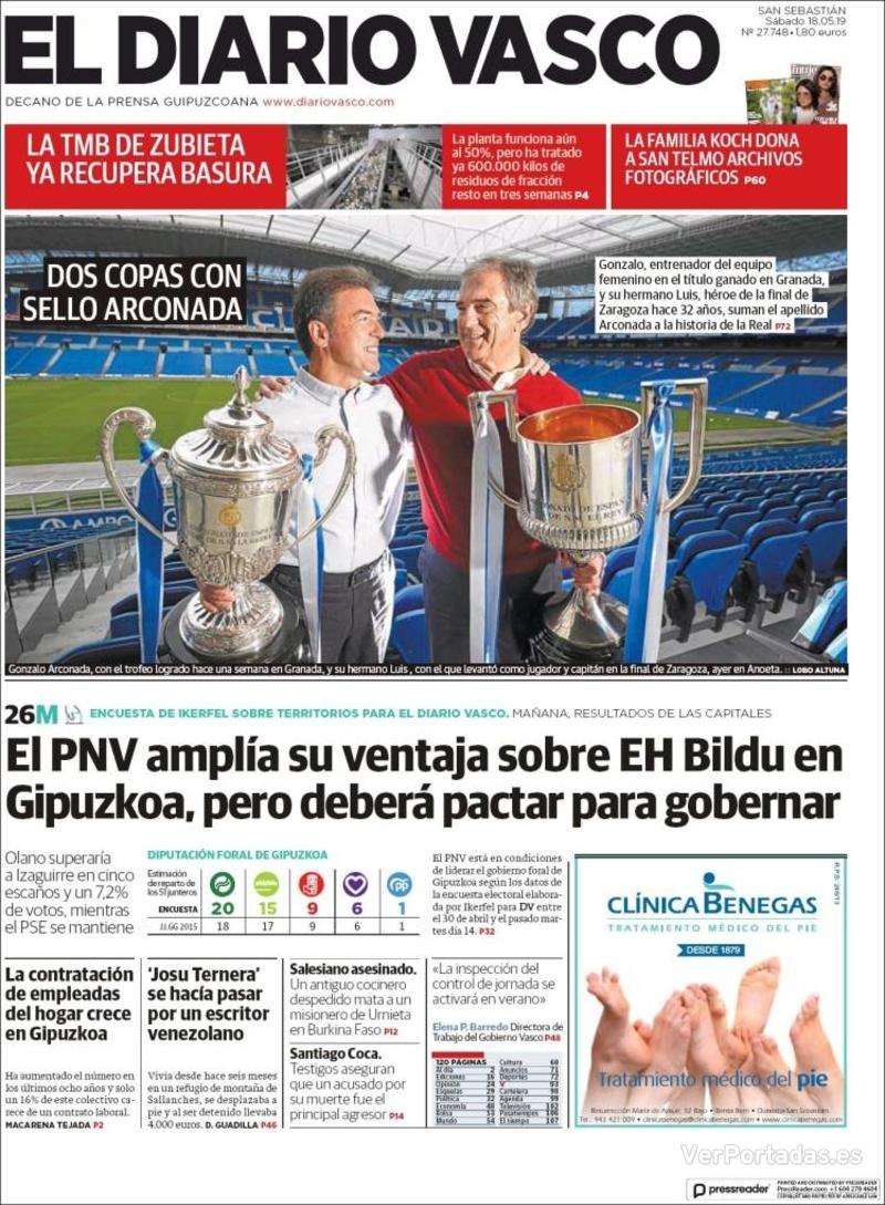 Portada El Diario Vasco 2019-05-19