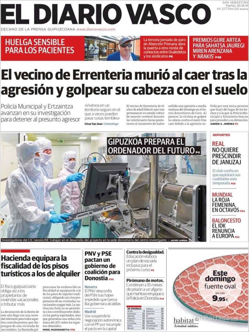 Portada El Diario Vasco 2019-06-19