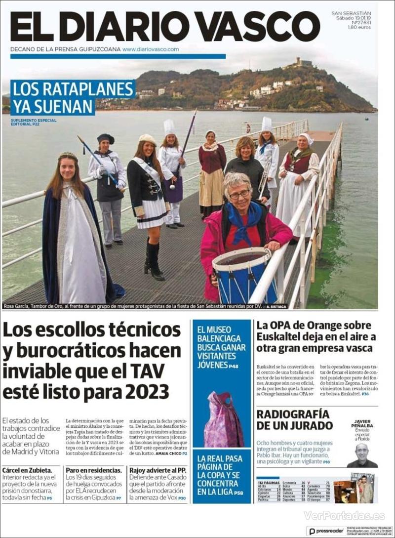 Portada El Diario Vasco 2019-01-20