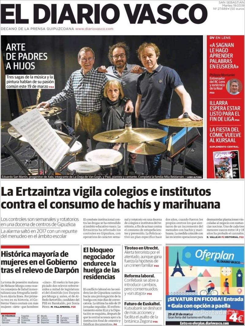Portada El Diario Vasco 2019-03-20