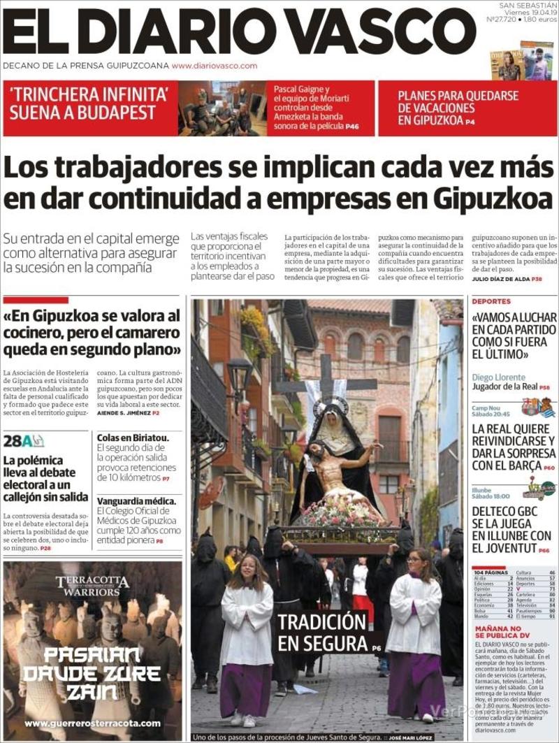 Portada El Diario Vasco 2019-04-21