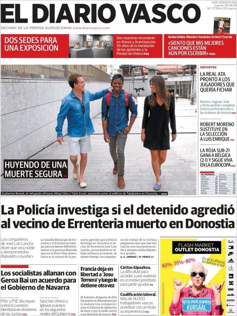 Portada El Diario Vasco 2019-06-21
