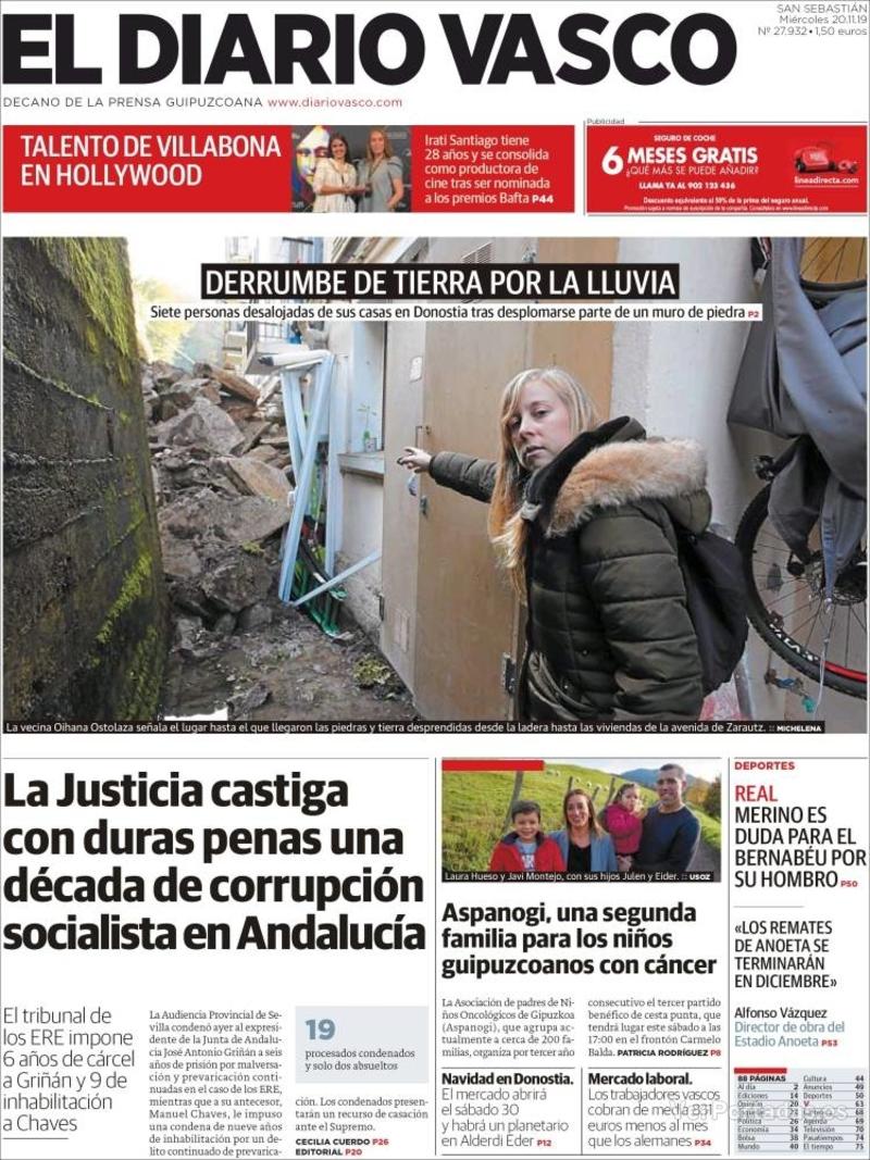 Portada El Diario Vasco 2019-11-21