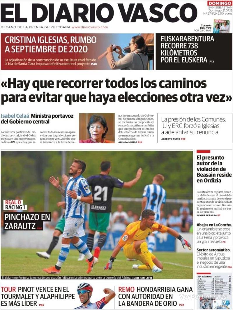 Portada El Diario Vasco 2019-07-22