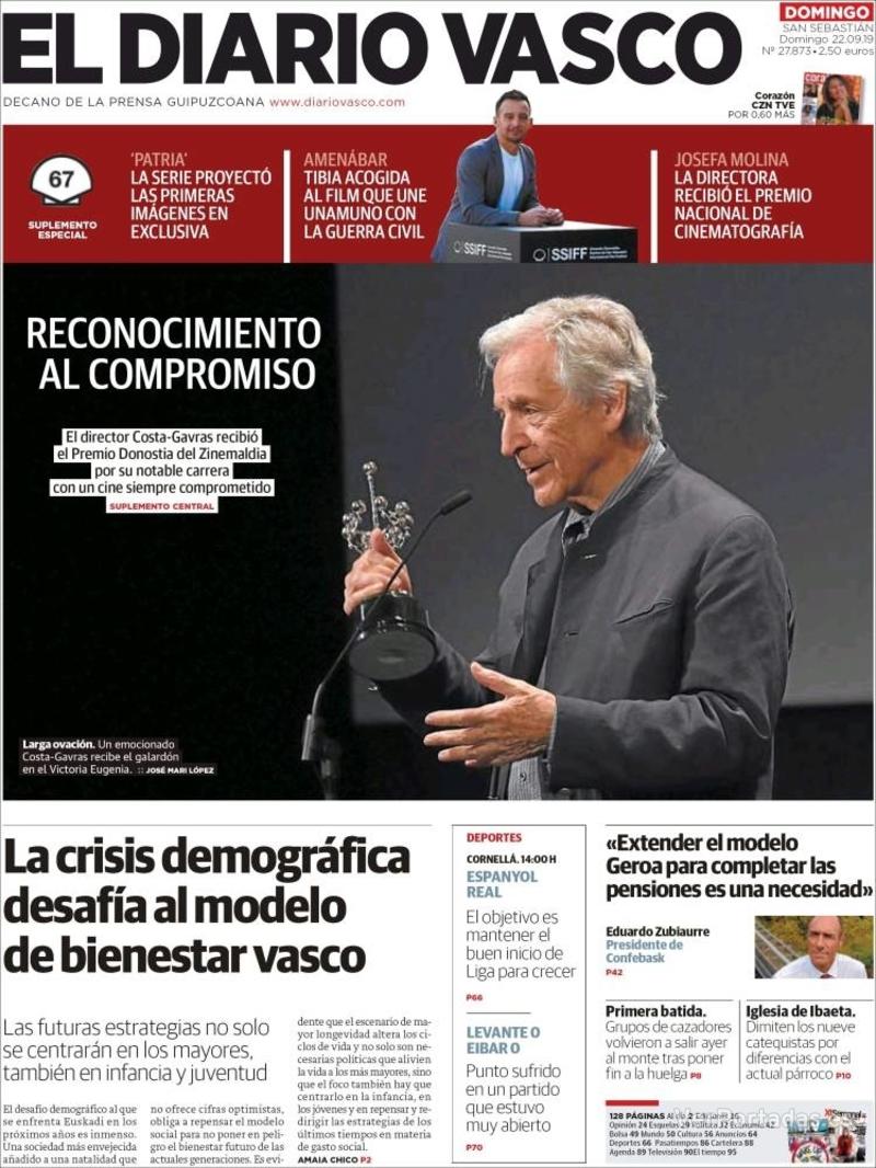 Portada El Diario Vasco 2019-09-23