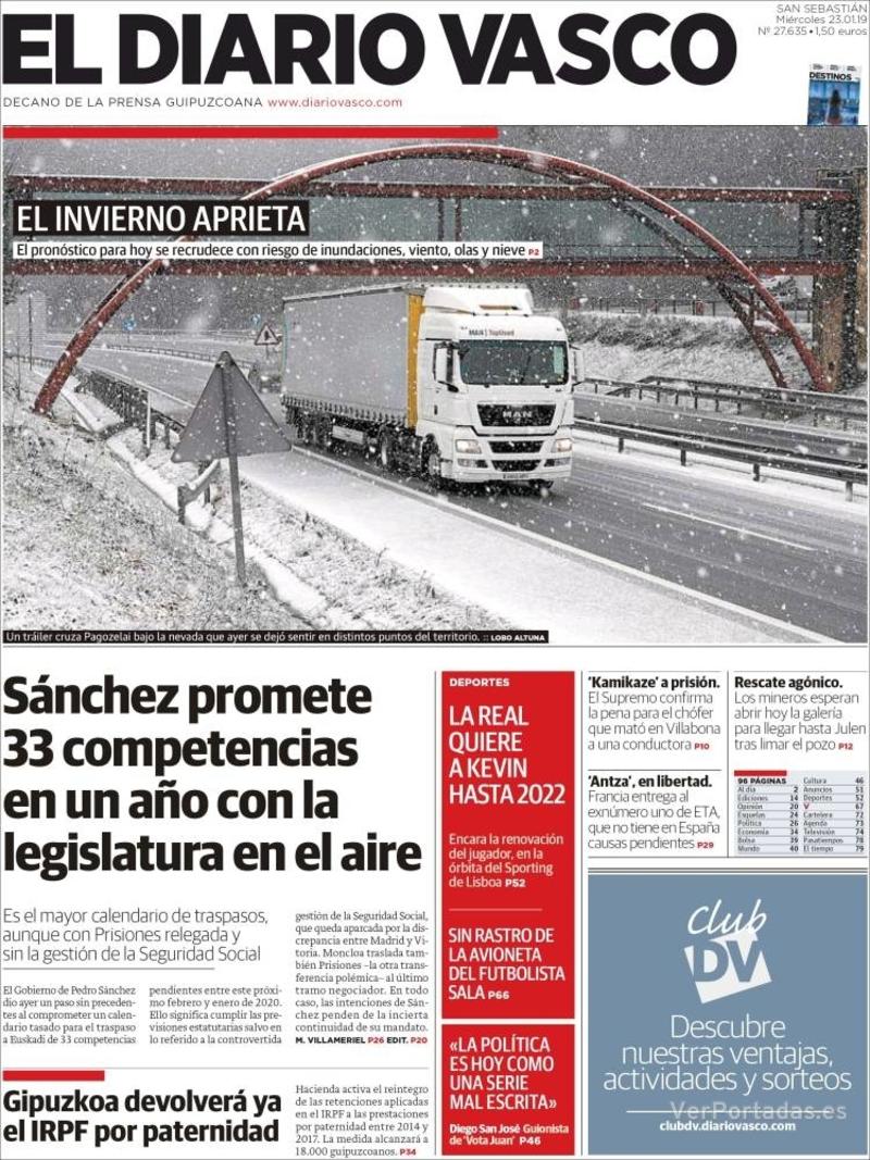 Portada El Diario Vasco 2019-01-24